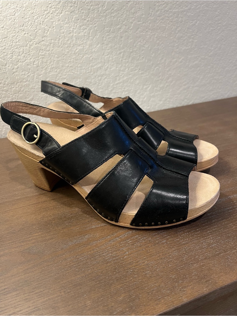 Dansko Women's Tatiana Black Leather Slingback Sandal Heels size 41